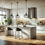 Modern, stylish kitchen interior design with an open-concept layout